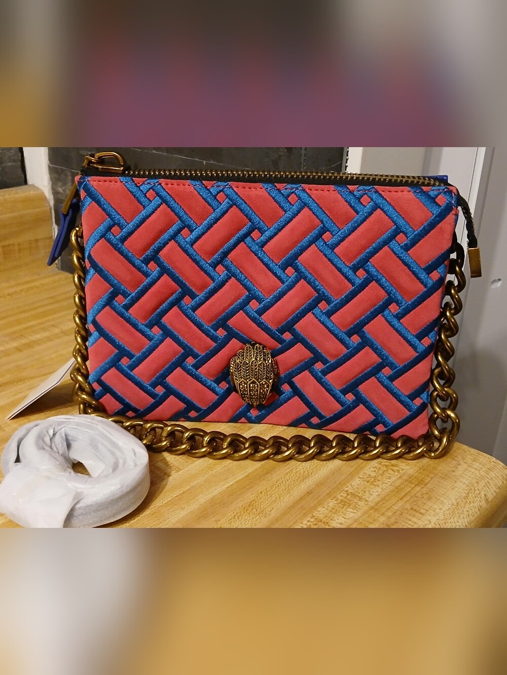 Kurt Geiger NWT Pink/Blue Quilted Shoulder Bag/Crossbody & Dustbag - Picture 2 of 9